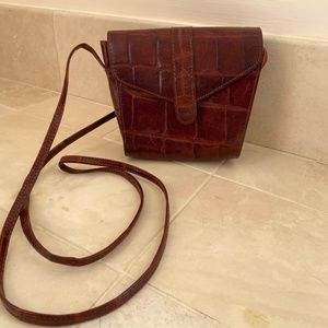 Ann Taylor Brown Leather Crossbody Purse